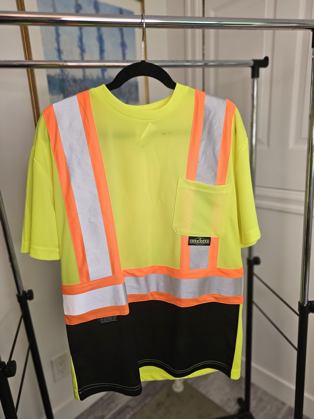 High-Visibility Short Sleeve Safety Tee - Neon Yellow with Black Panel